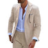 Summer Stripe Men Suit 2 Piece Seersucker Notched Lapel Jacket Pants Casual Blazer Slim Fit