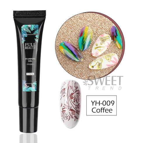 8ml Black Nail Stamping Gel Polish for Stunning Manicure Art with White Gold Transfer Gel, Perfect for UV Soak Off Varnish and Nail Art Stamping Plate Tools