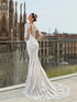 Luxury Mermaid Wedding Dress Sheer O-Neck Long Sleeves Detachable Train Lace Appliques Bridal Gown