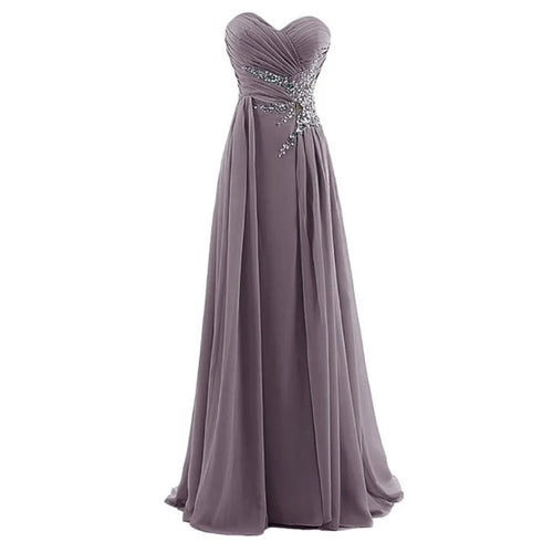 Strapless A-Line Chiffon Bridesmaid Dress With Beading Crystals and Pleats Corset Back