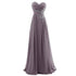 Strapless A-Line Chiffon Bridesmaid Dress With Beading Crystals and Pleats Corset Back