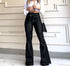Flare Jeans for Women - High Waist Slim Fit Streetwear Pants with Zipper Fly and Flat Pockets, Perfect for Fall Outfits with Jeans and Stylish Outfits Ideas