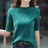 Half Turtleneck Ice Silk T-shirt Women's Sweater Mid-sleeved Temperament Versatile Top Fashionable Inner Wear Summer New Style