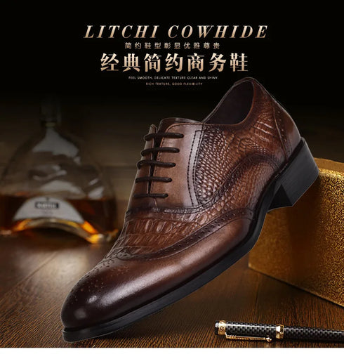 Men Casual Crocodile Leather Oxford Shoes for Office and Career