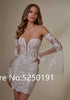 Popular Sweetheart Full Lace Short Sheath Wedding Dresses With Detachable Train 2 In 1 Bridal Gown
