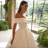 Customized Boat Neck Ball Gown Wedding Dress Off the Shoulder