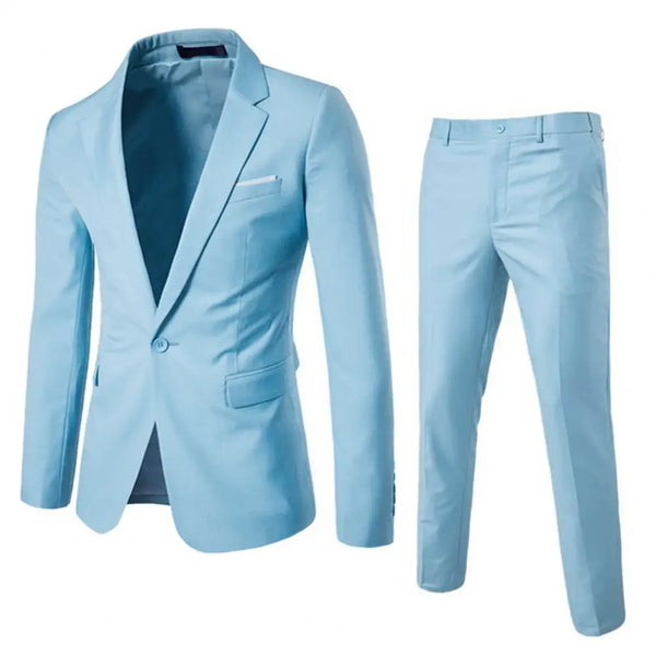 Men Pants Set Slim Fit Suit Outfit for Professional Style