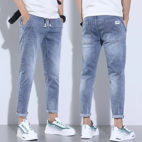 Korean Street Luxury Work Pants Men's Jogger Jeans Denim Wear