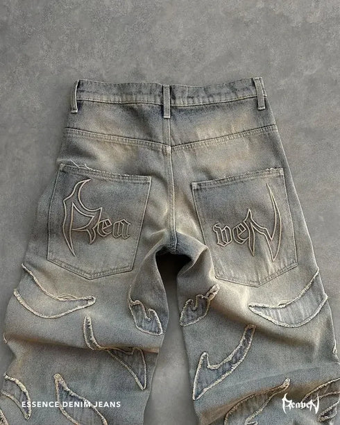 Harajuku Embroidered Retro Loose Streetwear Jeans Hip Hop Pants