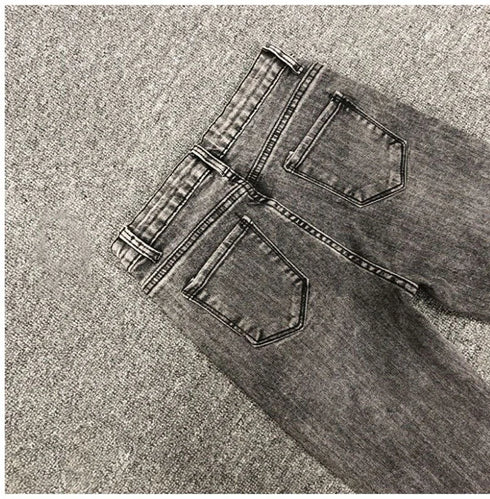 Fashion Rhinestone Jeans Female High Waist Slim Pencil Pants