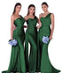 Mermaid Satin Corset Bridesmaid Dress for Wedding Party Gown with Ruched Detailing and Floor Length