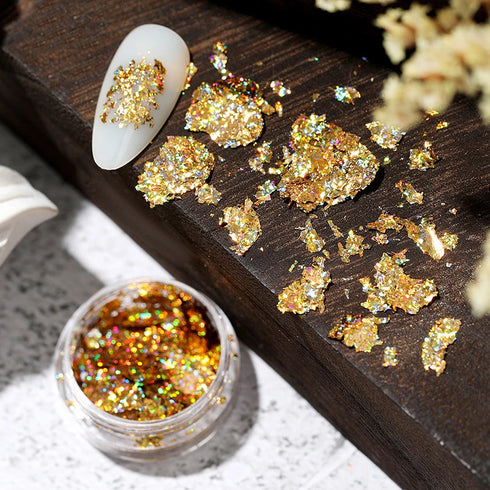 Sparkly Chameleon Nail Glitter Flakes - Irregular Gradient Sequins Powder for Gel Polish Nail Manicure Decoration and DIY Charms