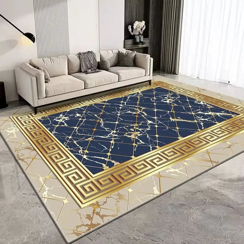European Style Luxury Gold Area Rug Abstract Texture Washable Living Room Carpet