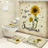 4 Piece Doormat Shower Curtain Set with Non-Slip Rugs Toilet Seat Cover and Bath Carpet for Bathroom Decor