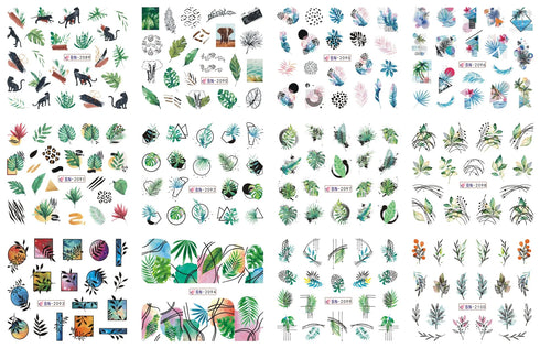 12 Floral Patterns Summer Nail Water Decals - Daffodils, Lilies, and Tulips for Stunning Nail Art Transfers and DIY Manicure Accessories