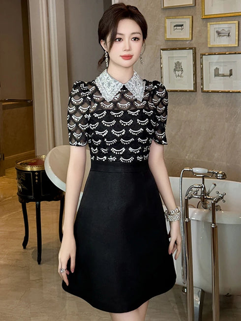 Summer Sweet Black Formal Occasion Short Dress Women Clothes Elegant Luxury A-Line Mini Party Prom Dresses