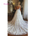 Boho Lace Appliques Wedding Dress A Line Backless V Neck Sweep Train Bridal Gown