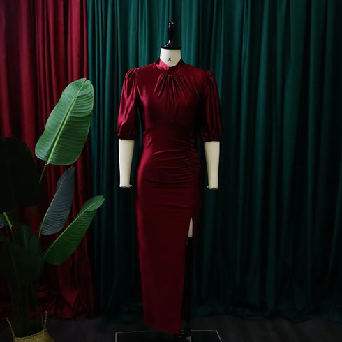 Long Dress Women Party Pleated Bandage Elegant Evening Maxi Dresses