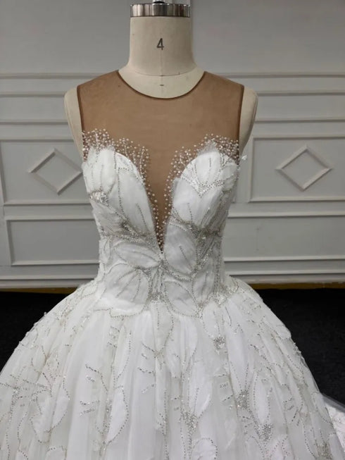 Eslieb Custom Made Wedding Dress Lace Beads Ball Gown