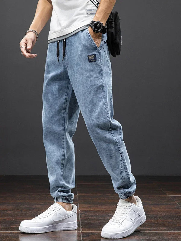 Plus Size 7XL 8XL Spring Summer Cargo Jeans Men Fashion Streetwear Denim Pants Casual Jogger Harem Trousers