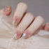 24Pcs Long Acrylic Ballet Fake Nails with Rhinestone Chain Design - Full Cover Press-On Nail Tips for Stylish Nail Art Enthusiasts