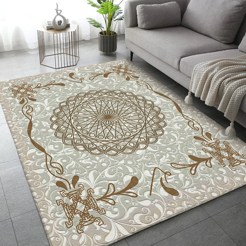 Classical Elegant Blue Rug for Retro Living Room and Bedroom Carpet Decoration