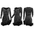 Long Sleeve V Neck Transparent Club Dress with Diamonds