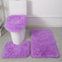 3 Piece Solid Color Bathroom Carpet Set Non-Slip Toilet Lid Cover Rugs Kit