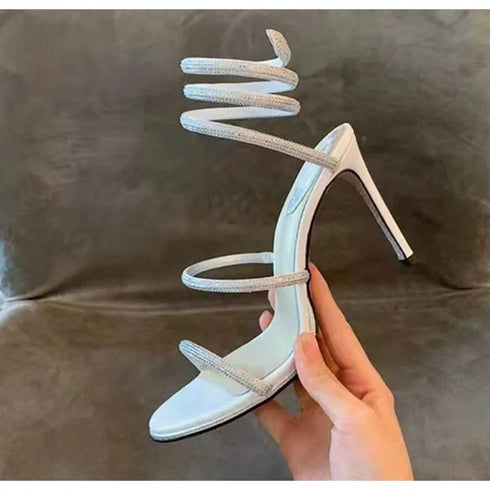 Rhinestone Snake Stiletto Gladiator Sandals For Wedding