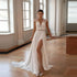 Luxury Wedding Dresses A Line Appliques V Neck Gowns Elegant Chiffon