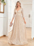 Elegant V Neck Long Sleeve Sequins Evening Gown for Formal Occasions