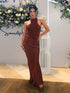 JULISSA MO Satin Sexy Hollow Out Maxi Dress for Elegant Parties