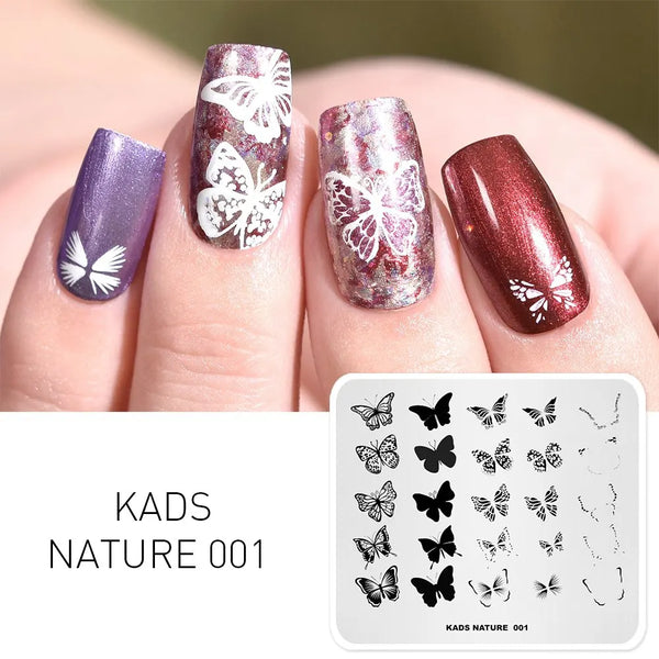 Nature-Inspired Nail Art Stamping Plate - Stainless Steel DIY Manicure Tool with Leaf and Umbrella Patterns for Stunning Nail Designs