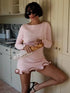 Women's Knit Mini Dress Ruffled Autumn High Waist Elegant Slim Party Dress Patchwork Knitwear
