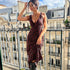 Floral Printed Women Tank Dress Slim Fit Deep V Neck Elegant Streetwear