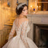 Exquisite Wedding Dresses Sheer Neck Lace Beaded Applique Long Sleeve Gowns Customized