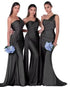 Mermaid Satin Corset Bridesmaid Dress for Wedding Party Gown with Ruched Detailing and Floor Length