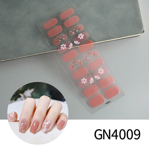 Waterproof Long Lasting Gel Nail Art Stickers for Stunning Full Cover Manicures - 9 Piece Set of Baking-Free Solid Color Decals