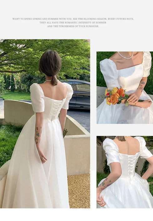 White Sweat Princess Wedding Dress for Banquet Ball Prom