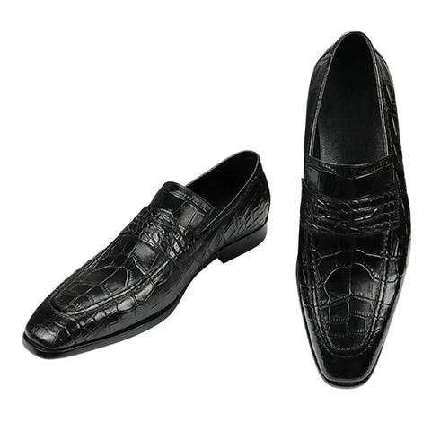 Classic Italian Men's Leather Slip-On Casual Oxford Shoes for Office and Outdoor Use
