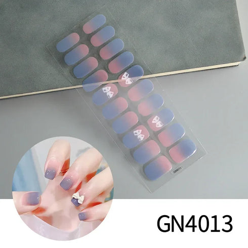 Waterproof Long Lasting Gel Nail Art Stickers for Stunning Full Cover Manicures - 9 Piece Set of Baking-Free Solid Color Decals