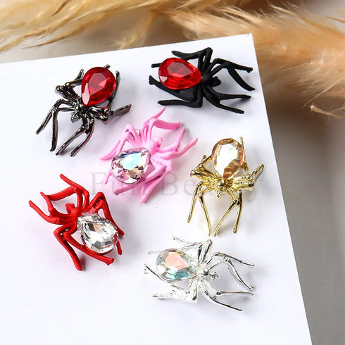 Halloween Spider Nail Art Charms - 3D Alloy Rhinestones for Stylish DIY Manicure and Nail Decor Accessories, Perfect for Gothic Punk and Retro Designs