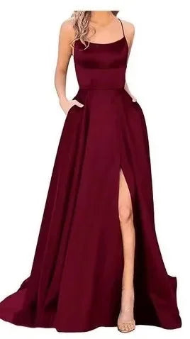 Strapless Satin Ball Gown With Train For Formal Banquet Evening Wedding Dress Silhouette Classic