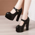 15cm Block High Heels Shoes Thick Platform Women Pumps