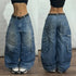 Y2K Oversized Skull Print Baggy Jeans Women Streetwear Vintage Casual High Waist Wide Leg Pants