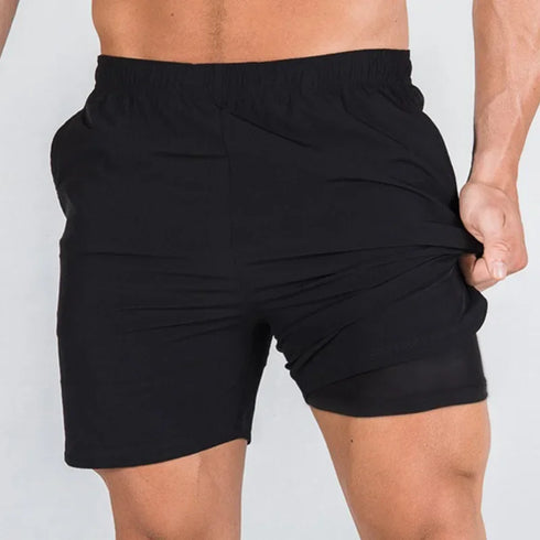 Men's Summer Gym Fitness Double-Decker 2 in 1 Shorts Sports Running Basketball Jogger Bottoms