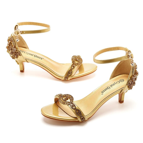 Glamorous Rhinestone Strappy Summer Pumps with 5cm Stiletto Heels for Women