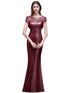 Sequined Bridesmaid Dresses Mermaid Style With Short Sleeves And O Neck For Summer Formal Wedding Party