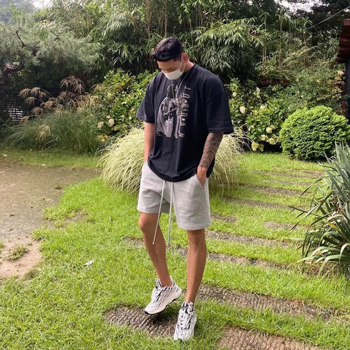 Men's Shorts High Street Retro Casual Fashion Cotton Double Zipper Five Point Pants Summer Sports Fitness Loose Shorts