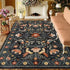 American Pastoral Style Flora Fauna Print Area Rug for Living Room and Bedroom Decor